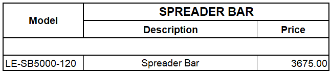 Spreader Bar Pricing